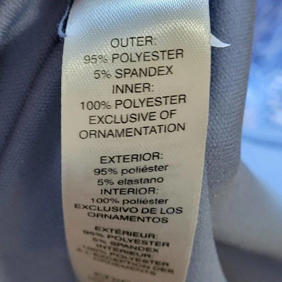 Chicos Top 3 Womens XL Blue Patchwork Print Open Back Sheer Casual Long Sleeve - Picture 5 of 6